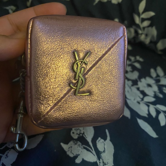 NWOT YSL Saint Laurent cube coin pouch in metallic Pink - Picture 3 of 6
